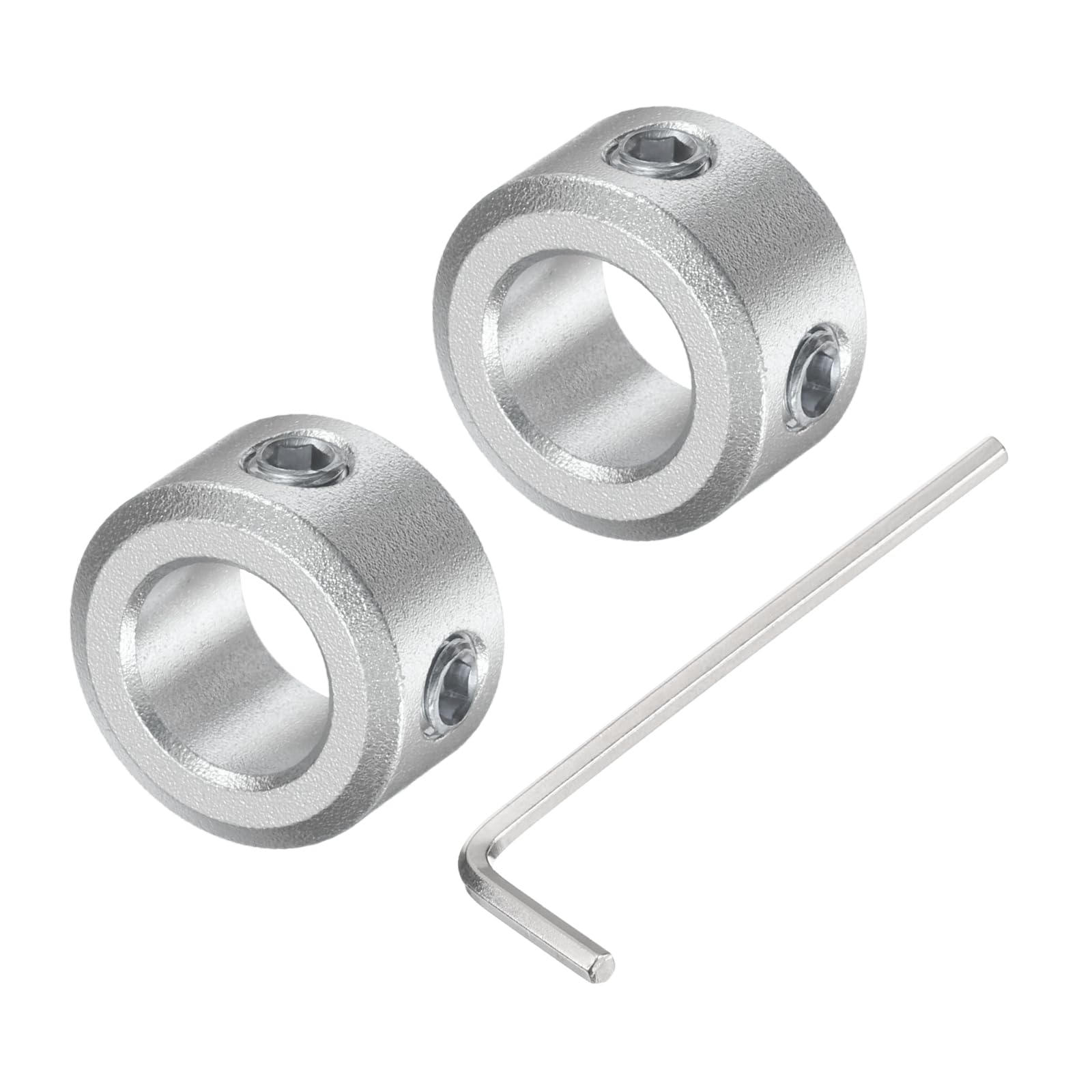 uxcell 8mm Shaft Set Screw Collar - 2pcs Aluminum Alloy Clamping Collars (14mm OD, 8mm Thickness) with M4 Set Screws & Wrench - Perfect for Machinery, Robotics & DIY Projects