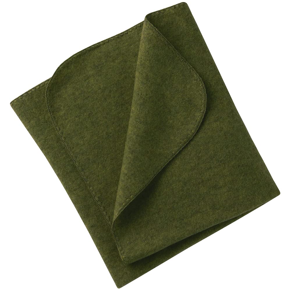 Organic Merino Wool Baby Receiving Blanket - Soft Thermal Throw for Kids, 31x40 Inches, Green Reed - Perfect for Nursery, Swaddling & Winter Comfort