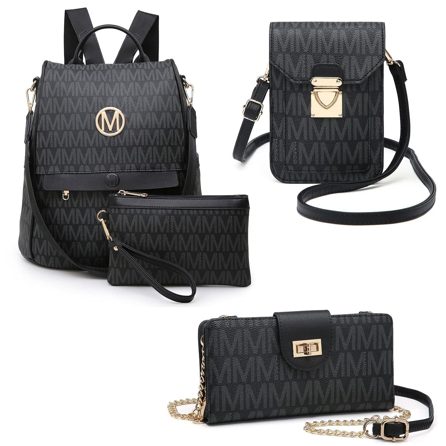 MKP Women's Fashion Backpack, Wallet & Purse 4-Piece Set - Stylish Travel, Work & Everyday Carry Essentials
