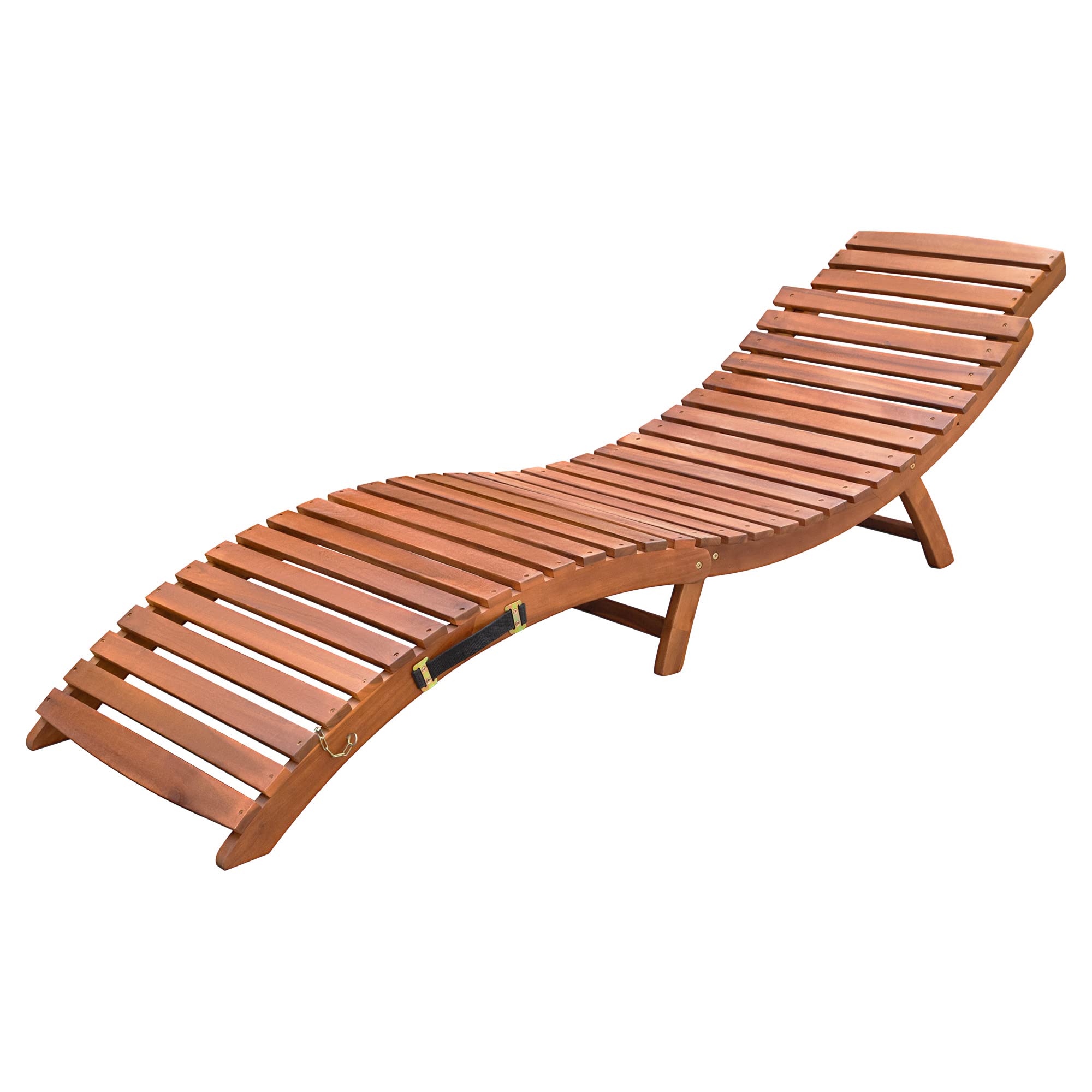 Devoko Folding Wooden Patio Chaise Lounge Chair - Waterproof Outdoor Poolside Sunbathing Chair for Backyard, Garden & Beach (1 Piece) - Perfect for Relaxing, Sunbathing & Lounging by the Pool or Seaside
