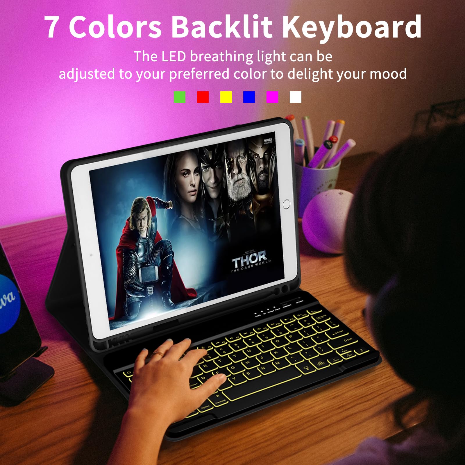 FUWANG 10.2 Inch iPad Keyboard Case for iPad 9th/8th/7th Gen, iPad Air 3rd Gen & iPad Pro 10.5