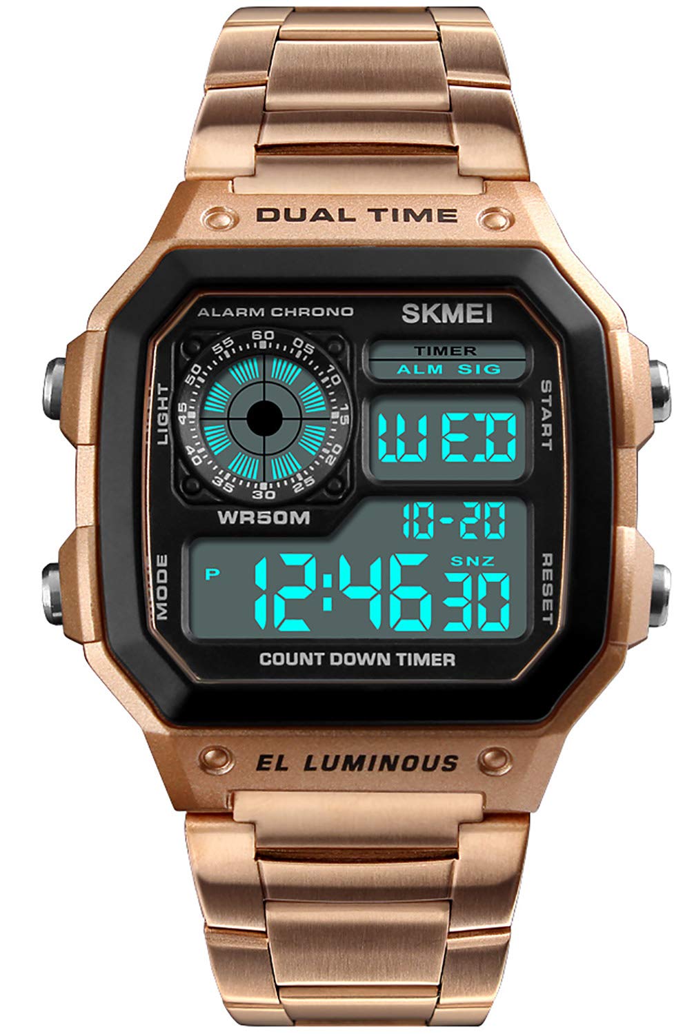 PASOY Men's Digital Sports Watch with Dual Time, Alarm, Stopwatch, Countdown Timer, Backlight & Waterproof - Perfect for Running, Hiking, Swimming & Outdoor Activities