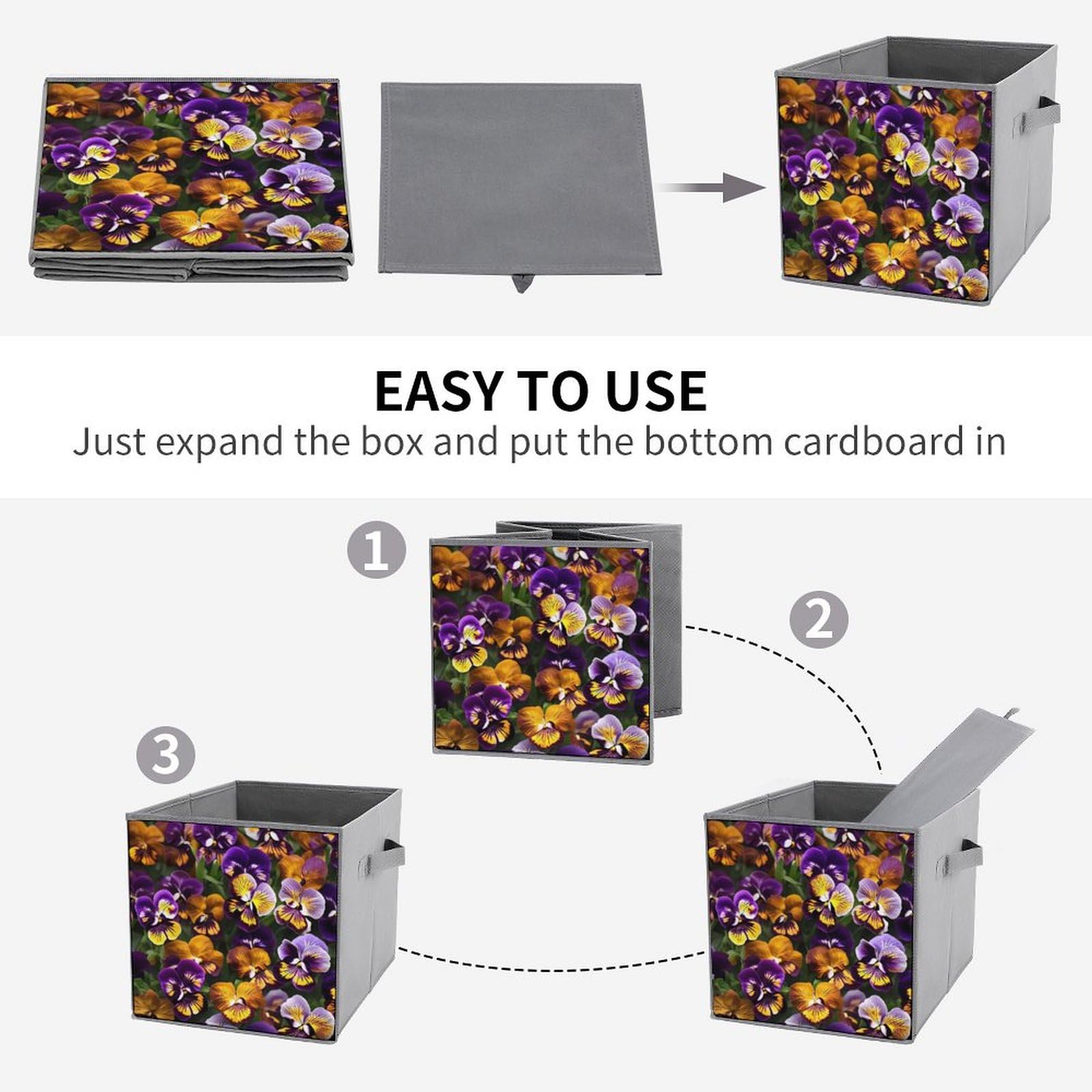 6PCS Foldable Storage Bins with Handles - Large Capacity Printed Storage Boxes for Playroom, Office & Home Organization | Perfect for Toys, Books, Clothes & Household Items