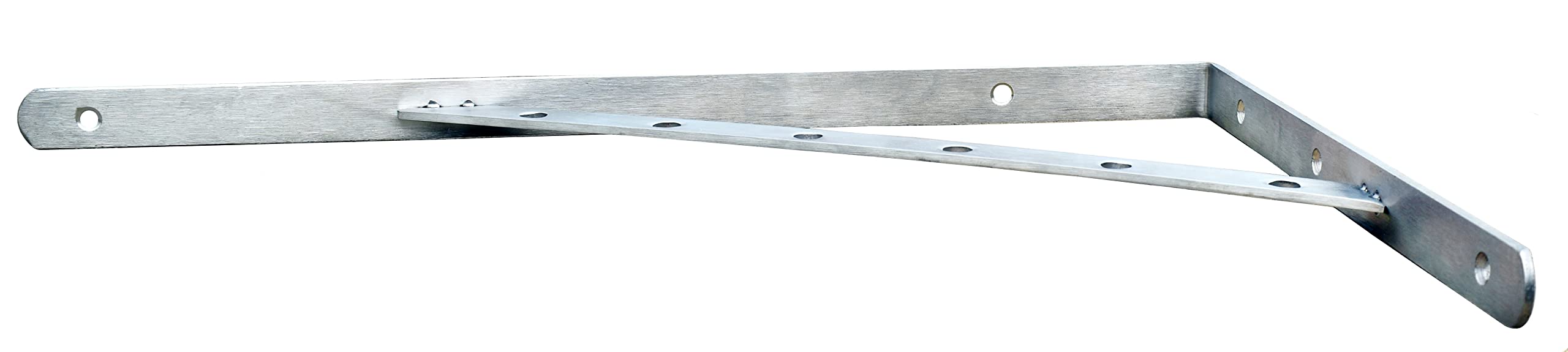 20 Inch Heavy Duty Stainless Steel Shelf Brackets (1 Pair) - Solid Triangle Wall Shelf Supports Holds 500 lbs - Silver - Perfect for Floating Shelves, Bookshelves, Kitchen Storage & Garage Organization