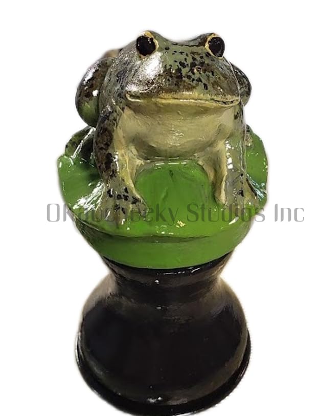 Heavy Duty Decorative Steel Rolling Hose Guide - Hand Painted in USA, Frog Forest Green - Perfect for Garden, Yard & Outdoor Watering Systems
