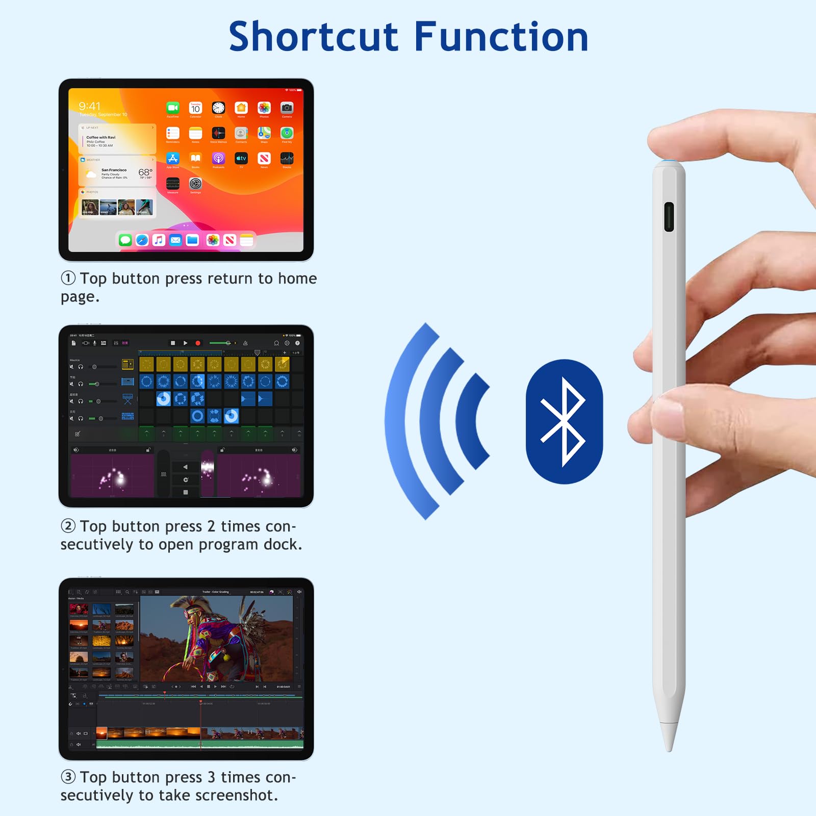 Premium Stylus Pen for iPad with Wireless Magnetic Charging - Apple Pencil Alternative Compatible with iPad 10/9/8/7/6, iPad Air 5/4/3, iPad Mini 6/5, iPad Pro 11