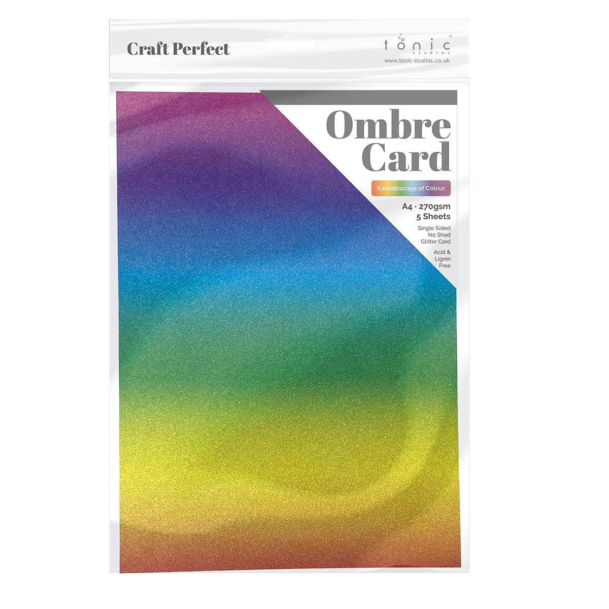 Ombre Glitter Cardstock - A4 Size (5 Sheets/Pack) - Kaleidoscope of Colors for Scrapbooking, Card Making & DIY Crafts - 8893E