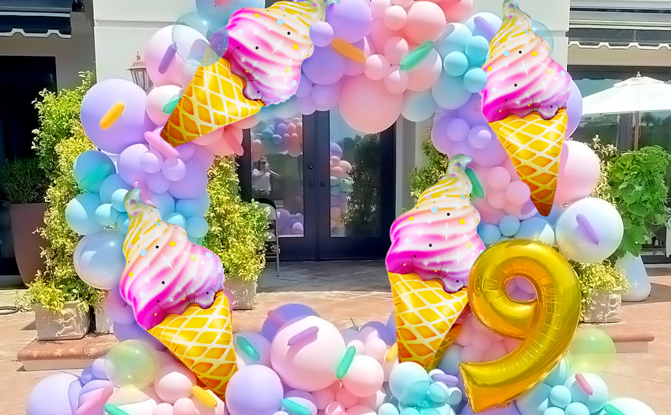 Organic Ice Cream Birthday Circle Arch - Perfect for Birthday Parties, Baby Showers & Dessert Table Decorations
