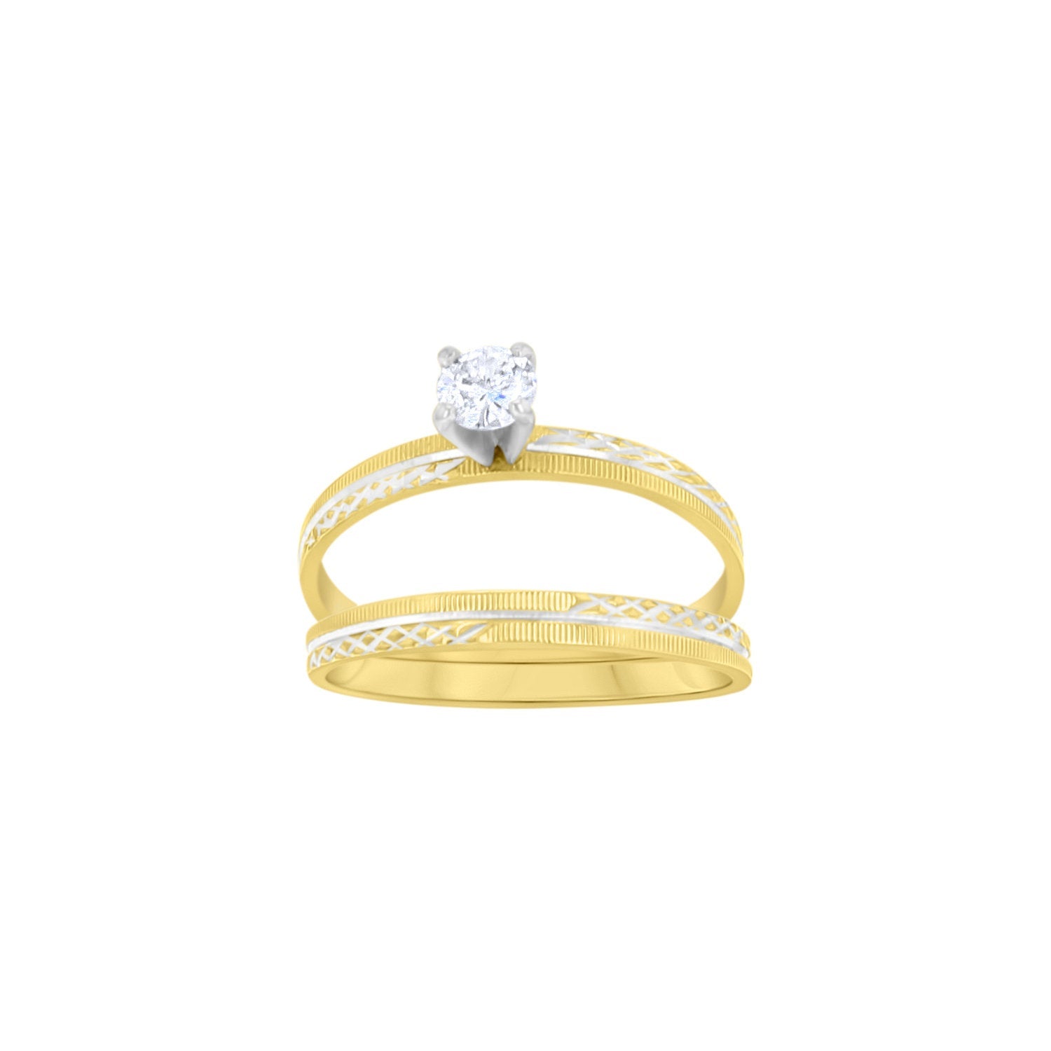 14K Yellow Gold Diamond Wedding Ring Set - 0.25cttw Bridal Engagement Ring for Women, Perfect for Proposals, Anniversaries & Special Occasions