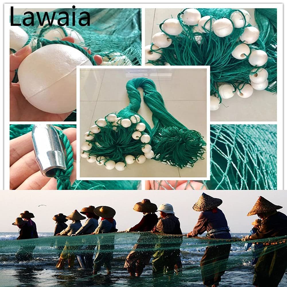 **Durable Nylon Fishing Seine Net with Floats & Sinkers - Hand Casting Beach Drag Net for Saltwater & Shoal Fishing - Strong Bait Fish Mesh Trap for Anglers (Perfect for Shore Fishing, Crabbing, and Bait Collection)**