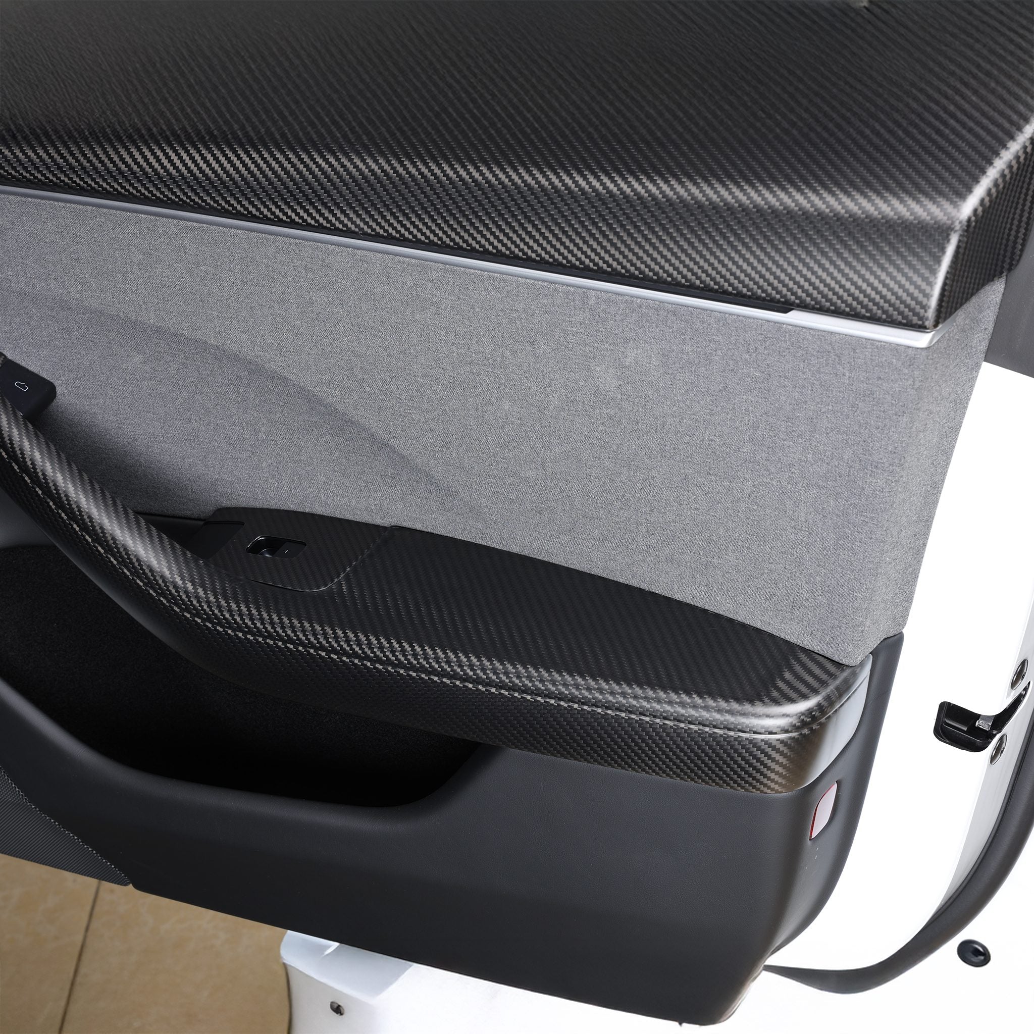 Premium Real Carbon Fiber Armrest Covers for Tesla Model 3 Highland 2024+ (4-Piece Set) - Front & Rear Door Protection - Luxury Interior Upgrade for Enhanced Driving Comfort