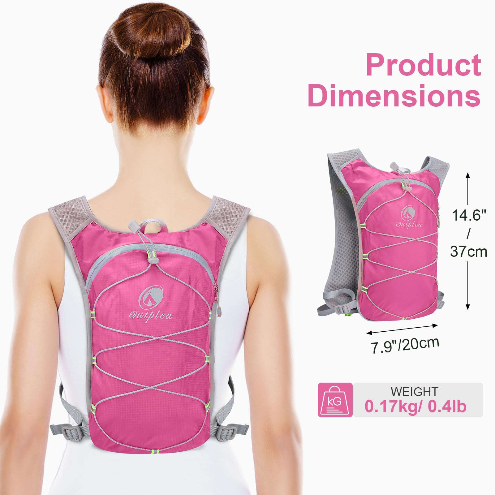 Lightweight 2L Hydration Vest for Running, Hiking & Biking - Water Backpack with Bladder