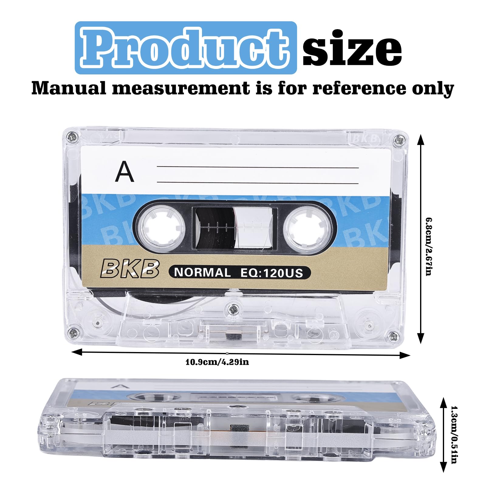 10 Pack Blank Audio Cassettes - 60 Minute Low Noise Music Tapes with Clear Plastic Case for Conference, Seminar & Recording - Ideal for Interviews, Lectures & Music Archives