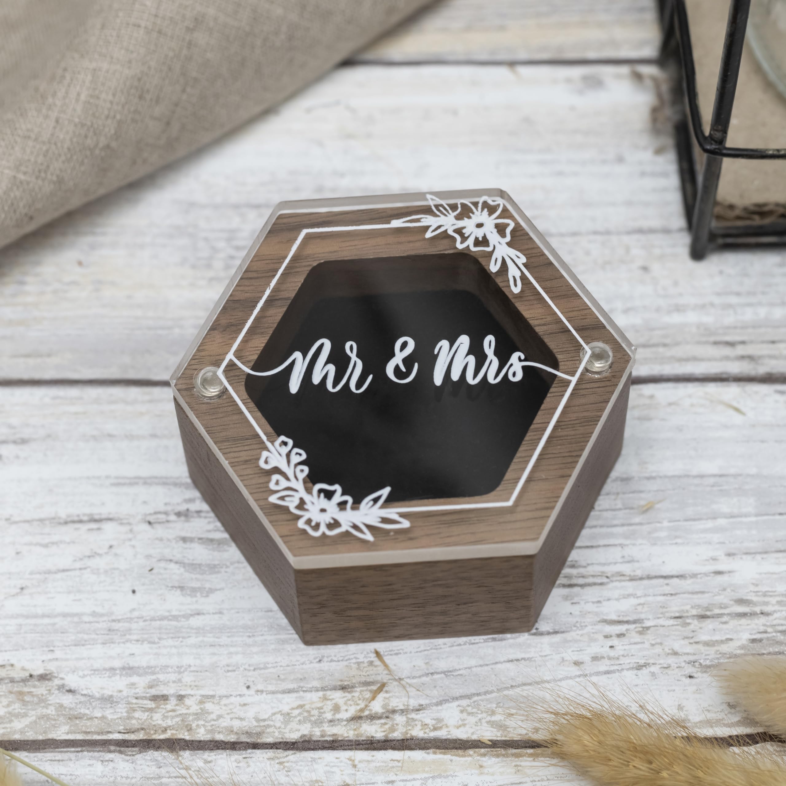 Rustic Wooden Wedding Ring Box - Elegant Ring Holder for Ring Bearer, Proposal & Jewelry Storage | Perfect for Wedding Day, Engagement Ceremony & Bridal Registry | Mr & Mrs Keepsake Jewelry Organizer