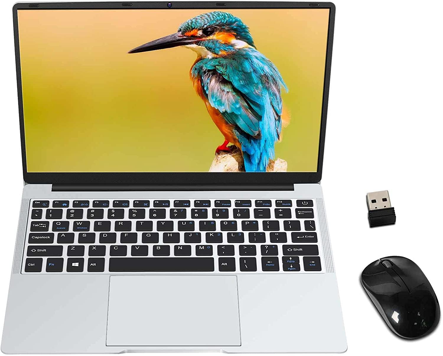 14.1 Inch FHD Laptop - 1920x1080 Windows 10 Notebook with 6GB RAM, 64GB SSD, Expandable Storage up to 1TB, WiFi, Bluetooth, HDMI, Webcam & Wireless Mouse - Perfect for Work, Study & Entertainment (Gray)