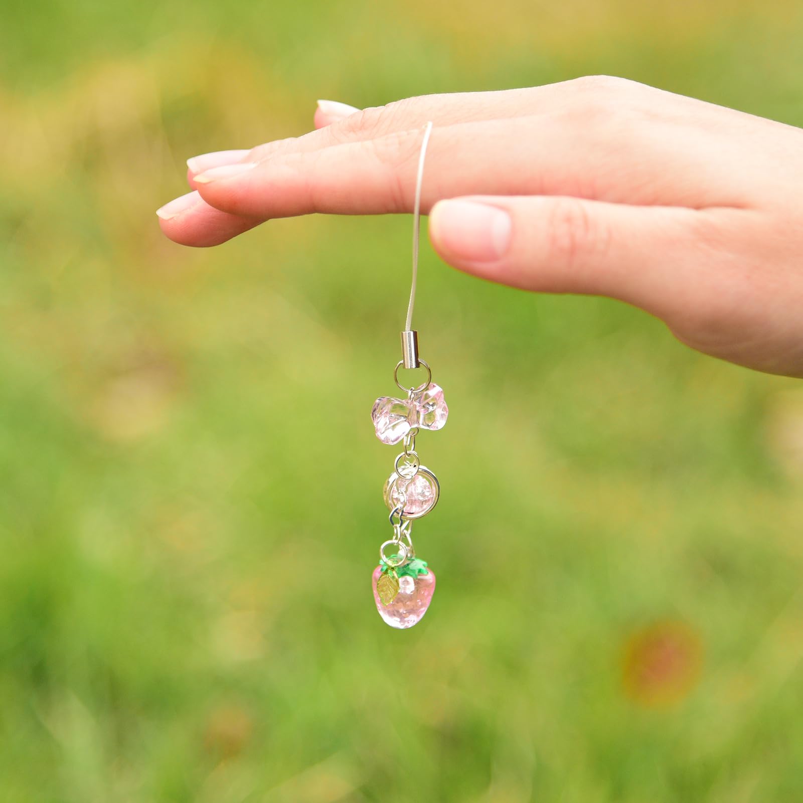 Strawberry Cherry Phone Charm - Cute Y2K Kpop Aesthetic Keychain for iPhone, AirPods, Camera, Bags & More | Perfect Gift & Kawaii Accessory for Girls, Teens & Kpop Fans