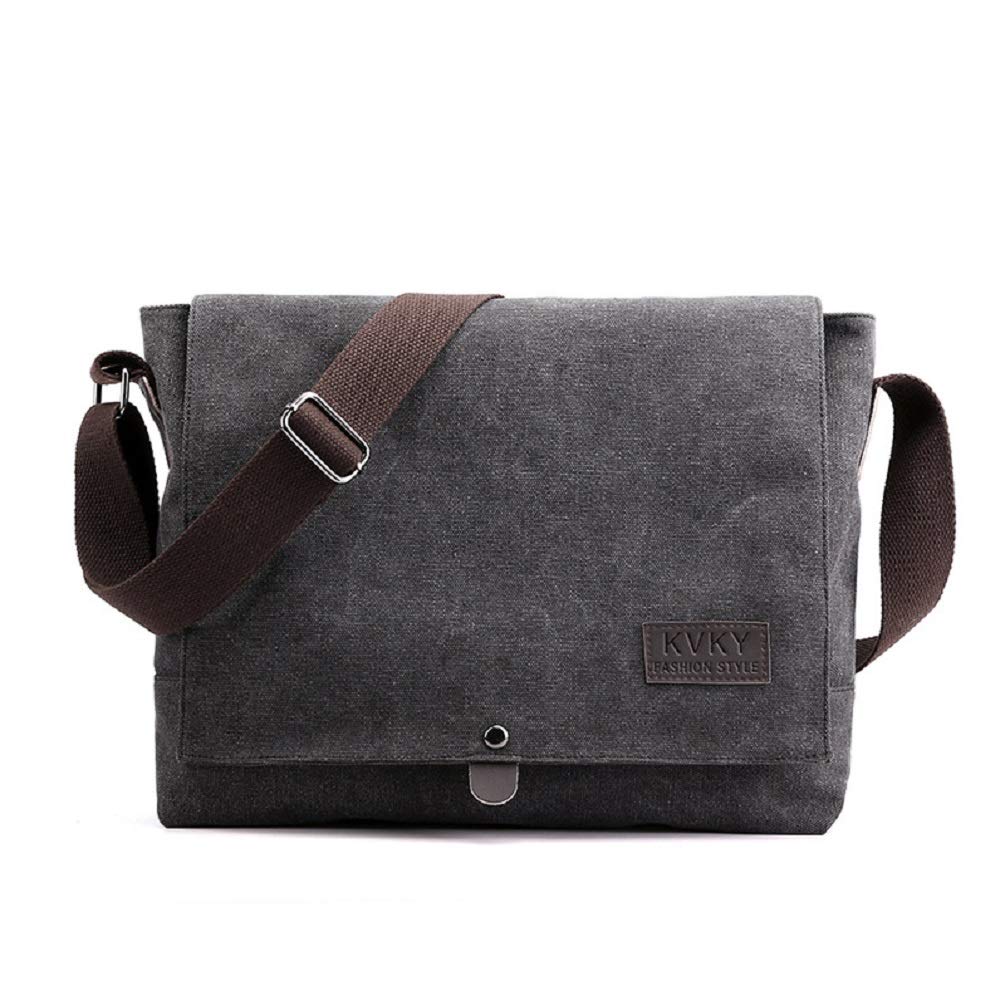 Men's Canvas Messenger Bag - Durable Crossbody Satchel for Work & Travel - Small Shoulder Bag with Adjustable Strap (Perfect for Office Commute, Business Trips & Casual Outings)