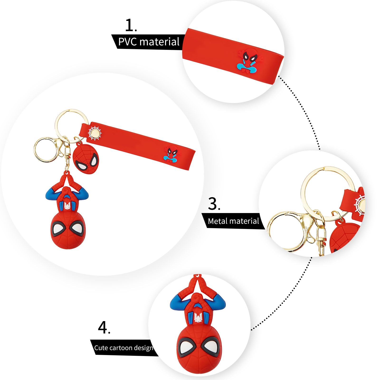 Cute Cartoon Keychain for Kids - Durable Keyring Accessories for Girls & Boys, Car Charms, Backpack Decor, Wristlet Key Holder - Perfect for School, Travel, Gifts & Everyday Use