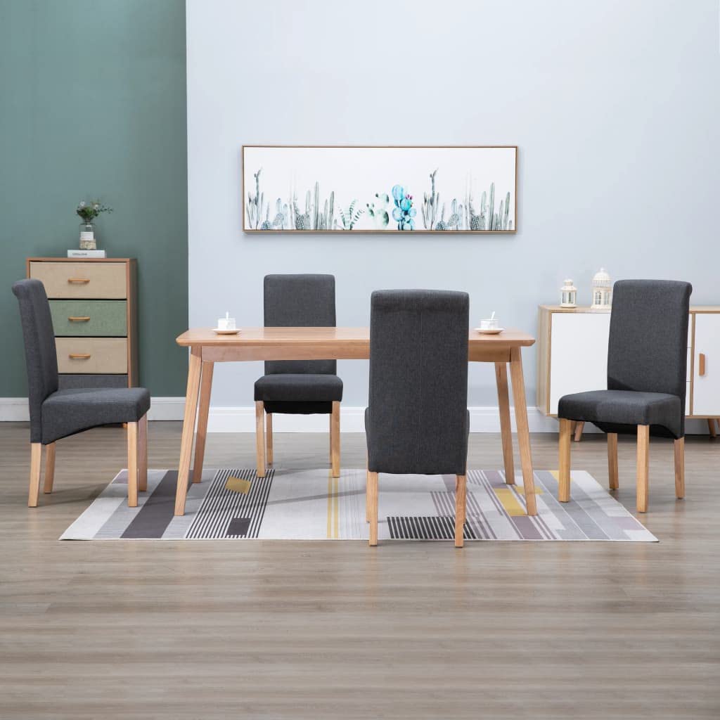Modern Dining Chairs Set of 4 - Gray Fabric Upholstered High Back Kitchen Chairs with Padded Seat - Comfortable Side Chairs for Dining Room, Kitchen & Living Room - Perfect for Family Dinners, Entertaining Guests & Home Decor