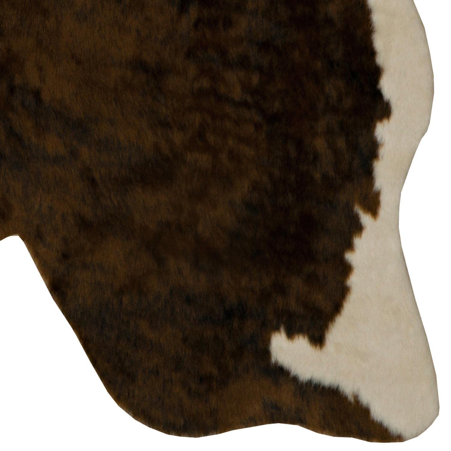 Linon Transitional Faux Cow Hide Area Rugs - Brown Distressed Leather Look Rug - 5'x8' Soft Non-Slip Living Room Carpet for Farmhouse, Modern & Boho Decor