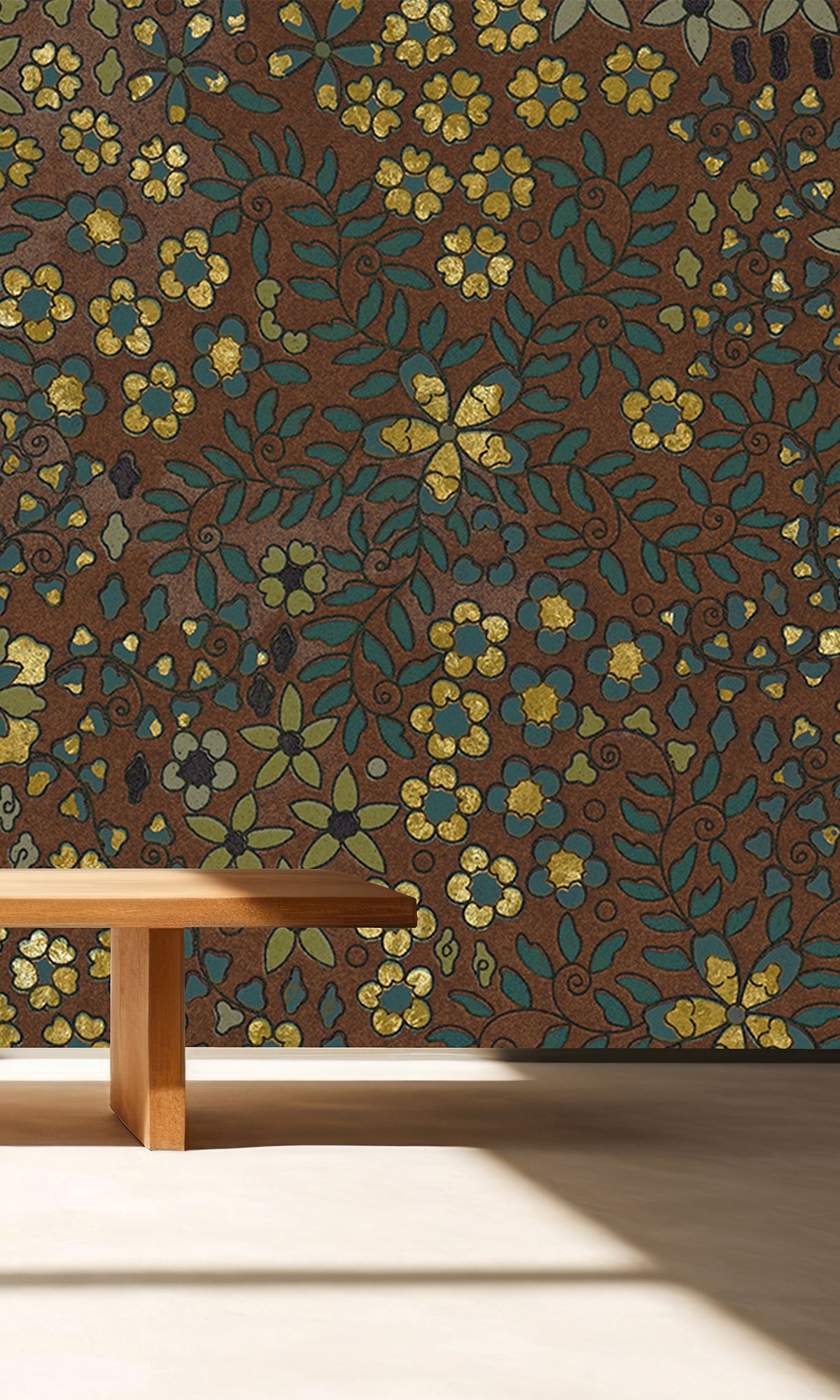 Chocolate Brown Embossed Floral Mural Wallpaper M2628 - Peel and Stick Self-Adhesive Wallpaper Sample for Living Room, Bedroom, and Home Decor