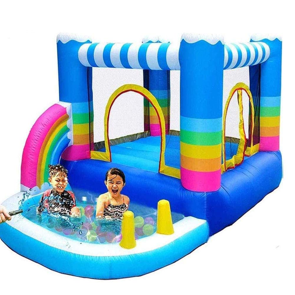**QHYXT Inflatable Bounce House for Kids - Indoor & Outdoor Play Castle with Water Pool & 350W Blower - Perfect for Birthday Parties, Backyard Fun, and Summer Water Play**