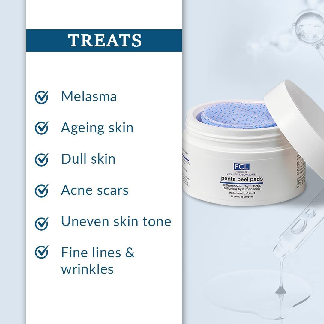 Exfoliating Peel Pads for Face - Gentle & Safe Dead Skin Removal, Reduces Fine Lines & Wrinkles | Improves Skin Texture & Shrinks Pores | Paraben-Free, 25 Count | Perfect for Daily Skincare Routine & Travel