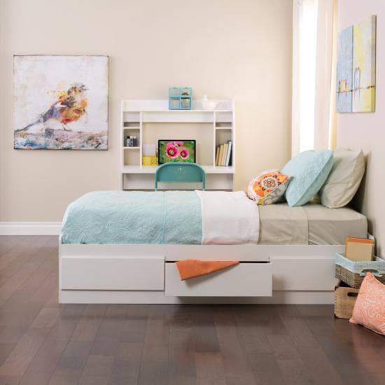 Twin Mate's Platform Storage Bed with 3 Drawers - 2 Color Options | Space-Saving Bedroom Furniture for Small Rooms & Dorm Organization