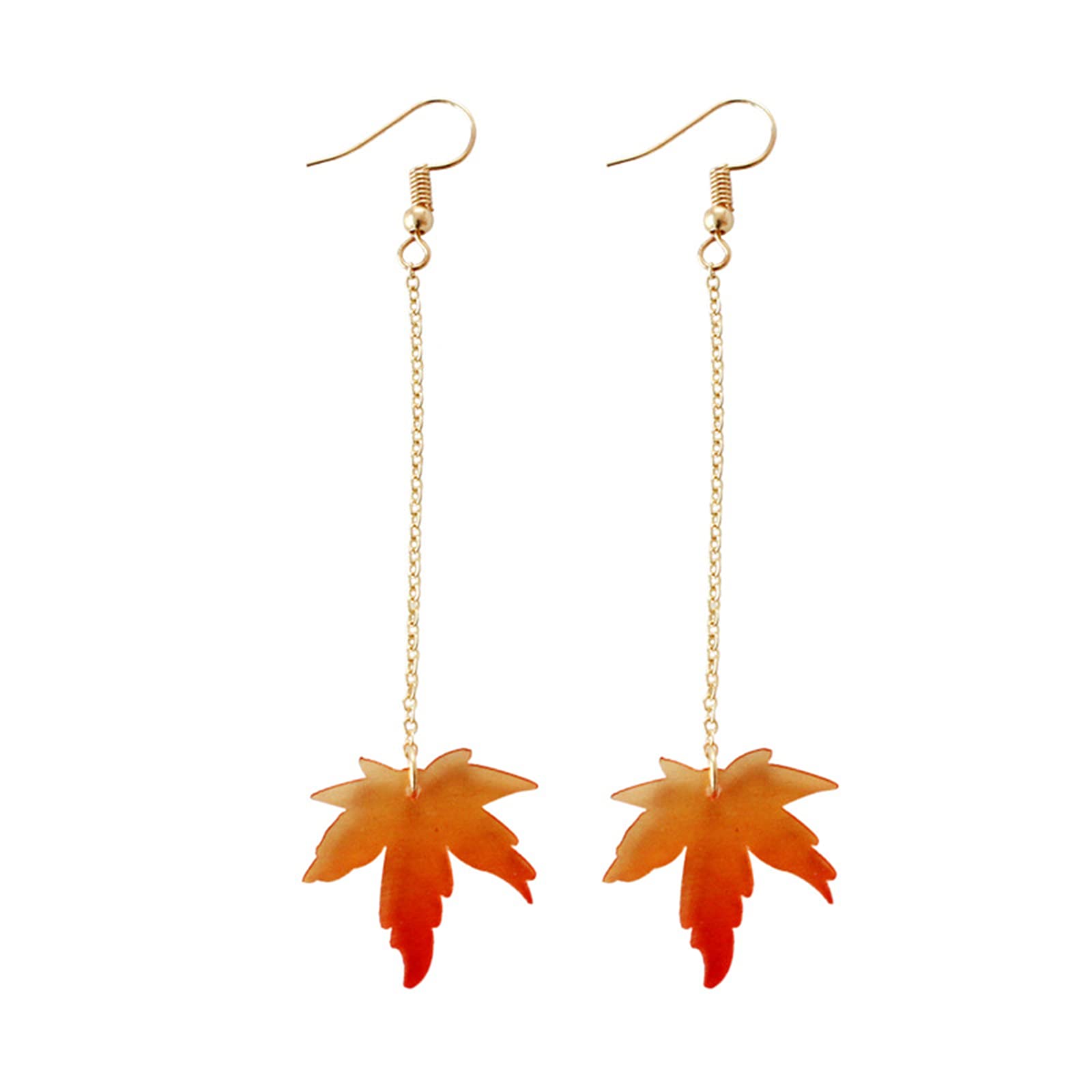Red Maple Leaf Earrings for Women - Unique Long Pearl Acrylic Dangle Drop Earrings | Fall Autumn Leaf Jewelry for Christmas, Thanksgiving & Seasonal Outfits | Perfect for Holiday Parties, Office Wear & Casual Fashion