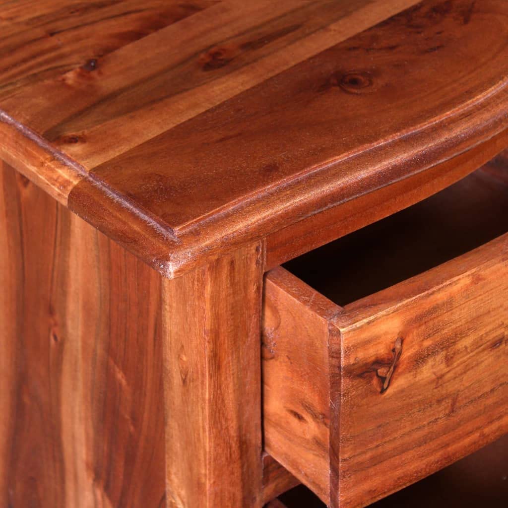 2-Piece Solid Acacia Wood Nightstand Set with Drawers - Modern Bedside Tables for Bedroom, Living Room & Guest Room Storage