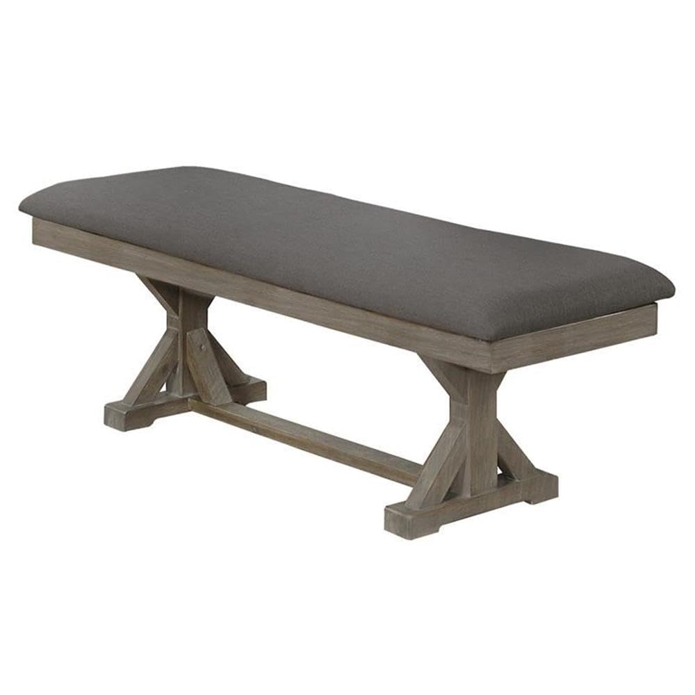 Premium Solid Wood Dining Bench - Single Seat, Comfortable Gray Finish - Perfect for Kitchen, Dining Room, and Breakfast Nook