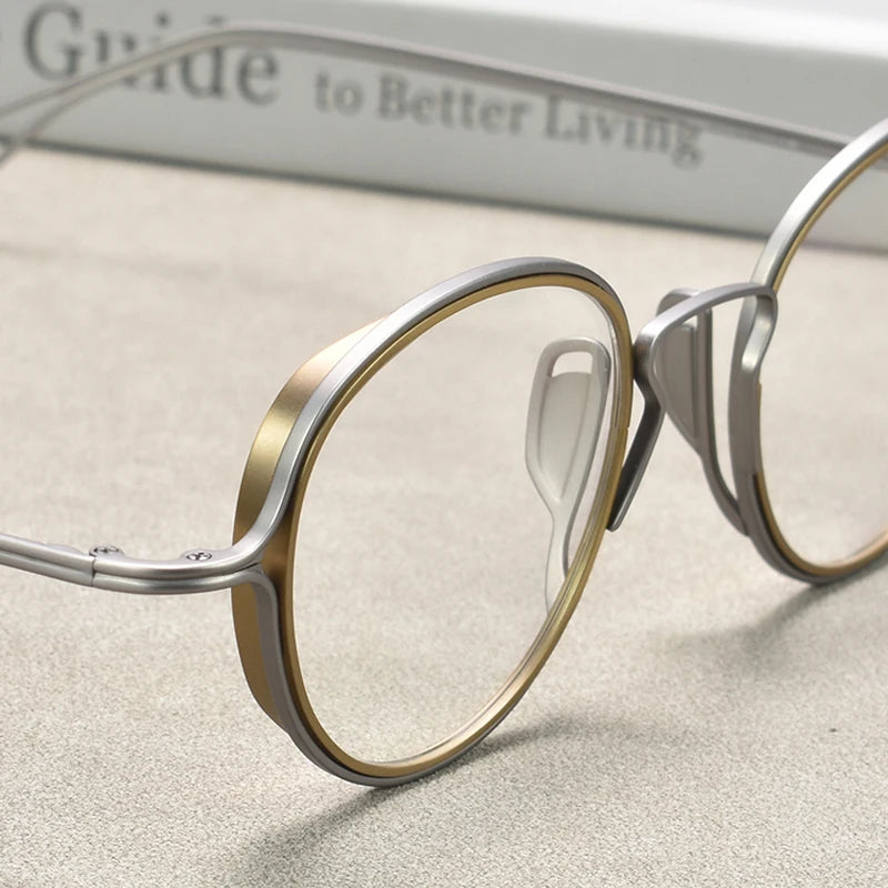 Stylish Black Unisex Titanium Round Eyeglasses D100 - Lightweight & Durable Full Rim Glasses for Men & Women - Perfect for Reading, Work, and Everyday Fashion