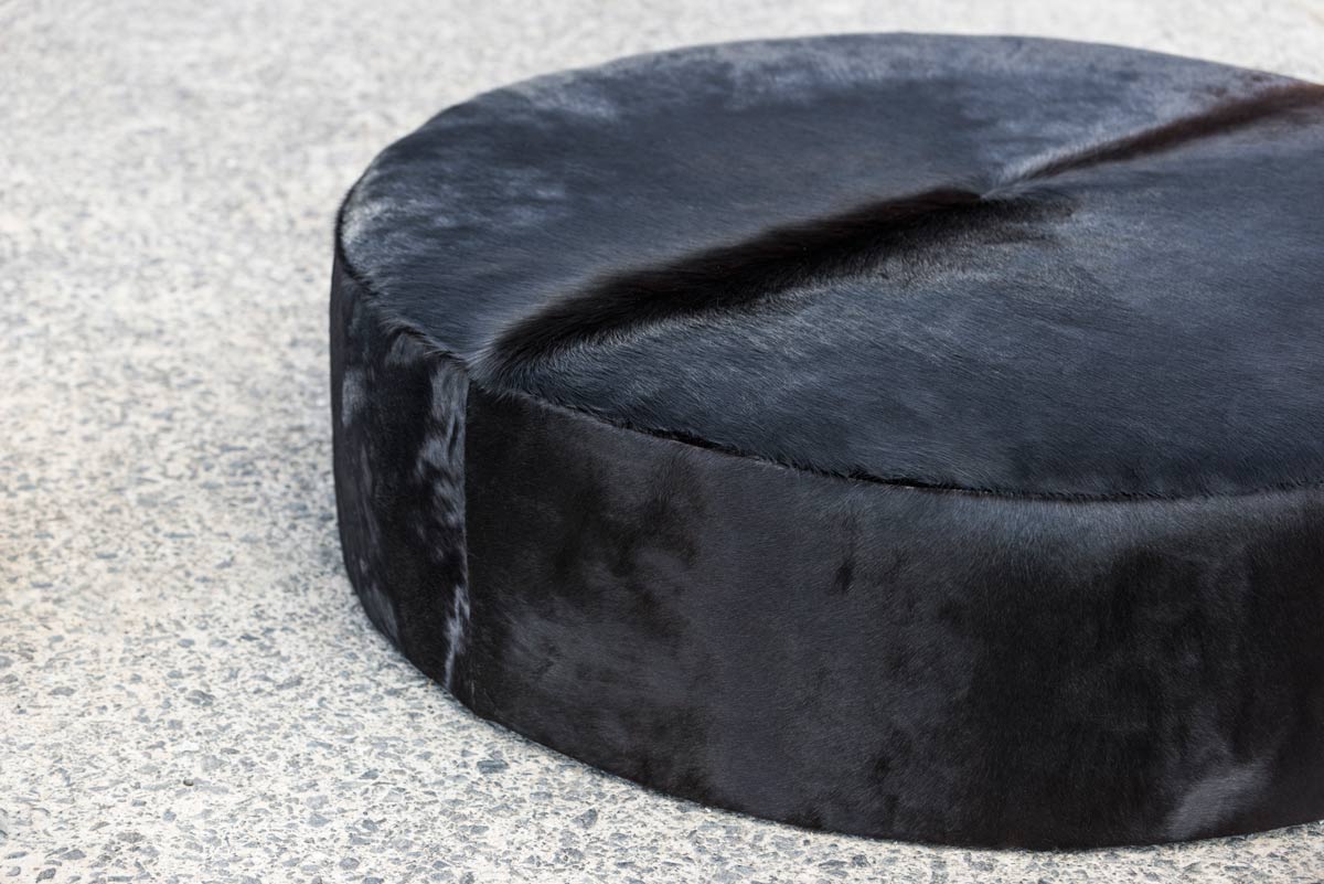 Premium Large Round Cowhide Ottoman 51