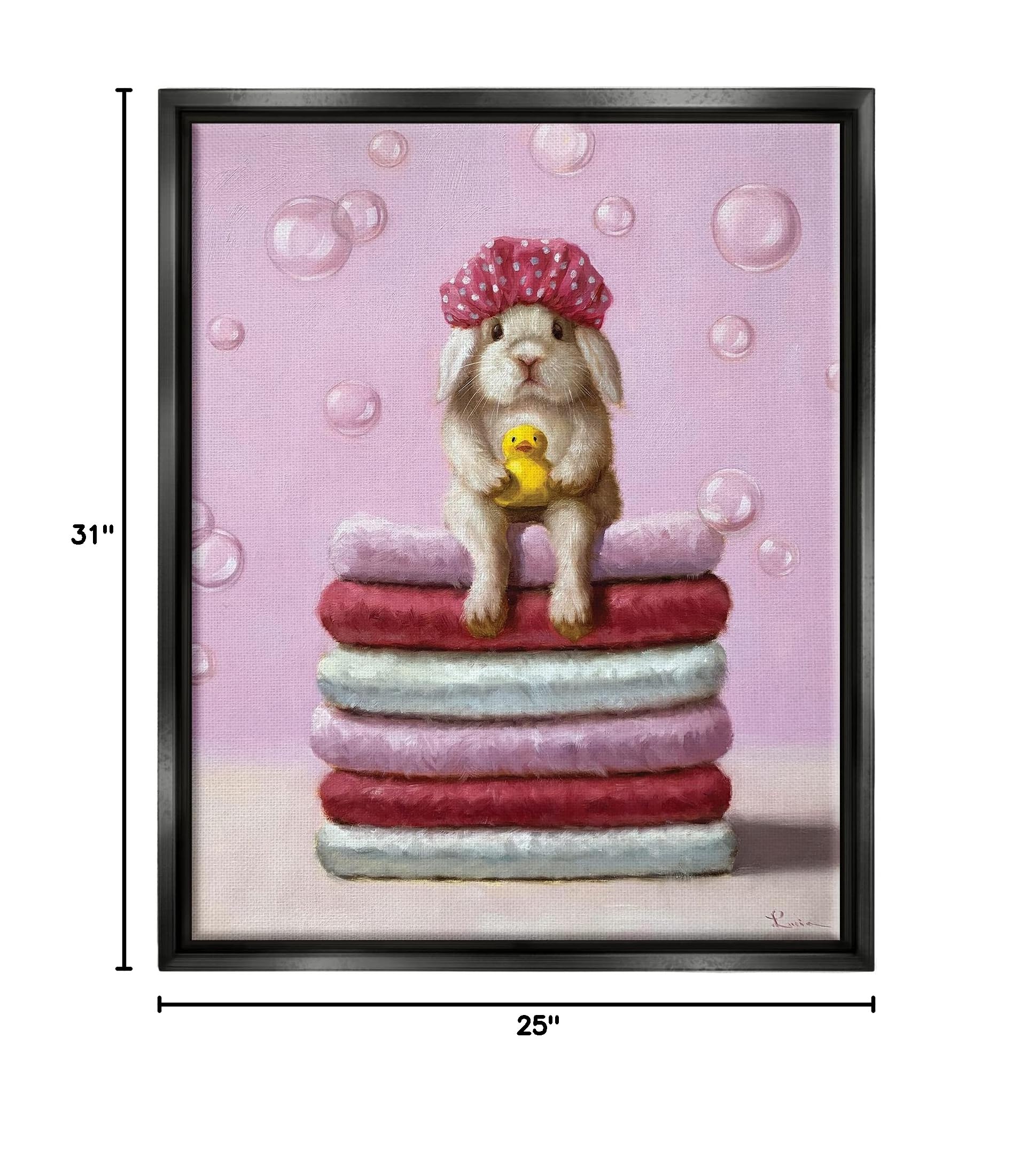Stupell Industries Cute Baby Rabbit on Bath Towels with Soap Bubbles - Adorable Nursery Decor by Lucia Heffernan - Perfect for Baby Showers, Kids' Bathrooms & Cozy Nursery Accents