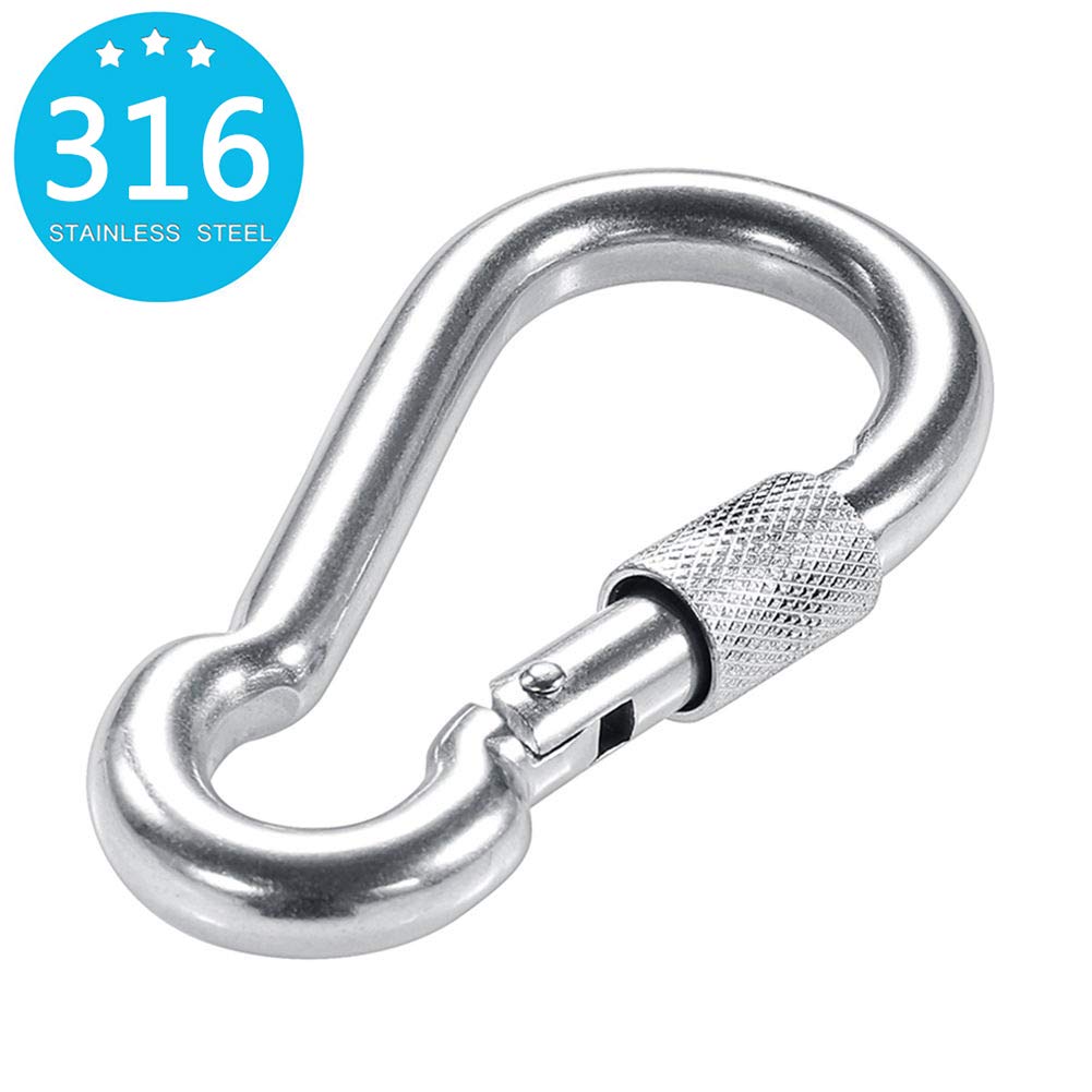 PROND Heavy Duty Locking Carabiners - 316 Stainless Steel Screw Gate Carabiner Hooks for Rock Climbing, Hiking, Camping & Outdoor Safety Gear