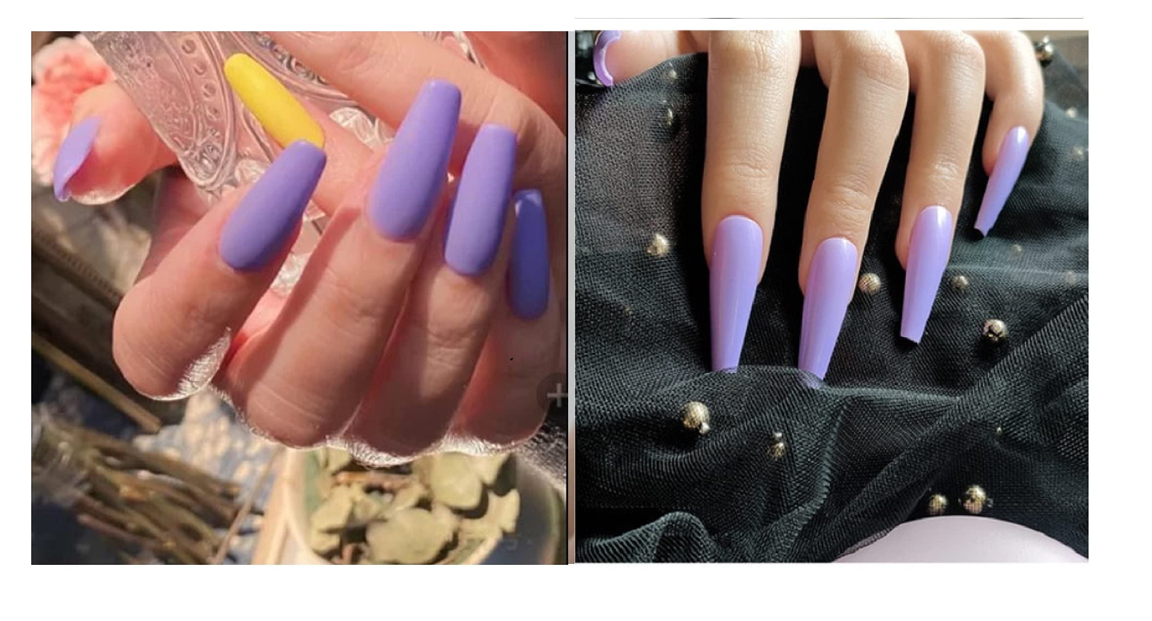 40-Piece Acrylic Fake Nails Set - 20 Lake Blue & 20 Lilac Lavender Extra Long Coffin Nails for Manicure, Salon, Party & Special Occasions