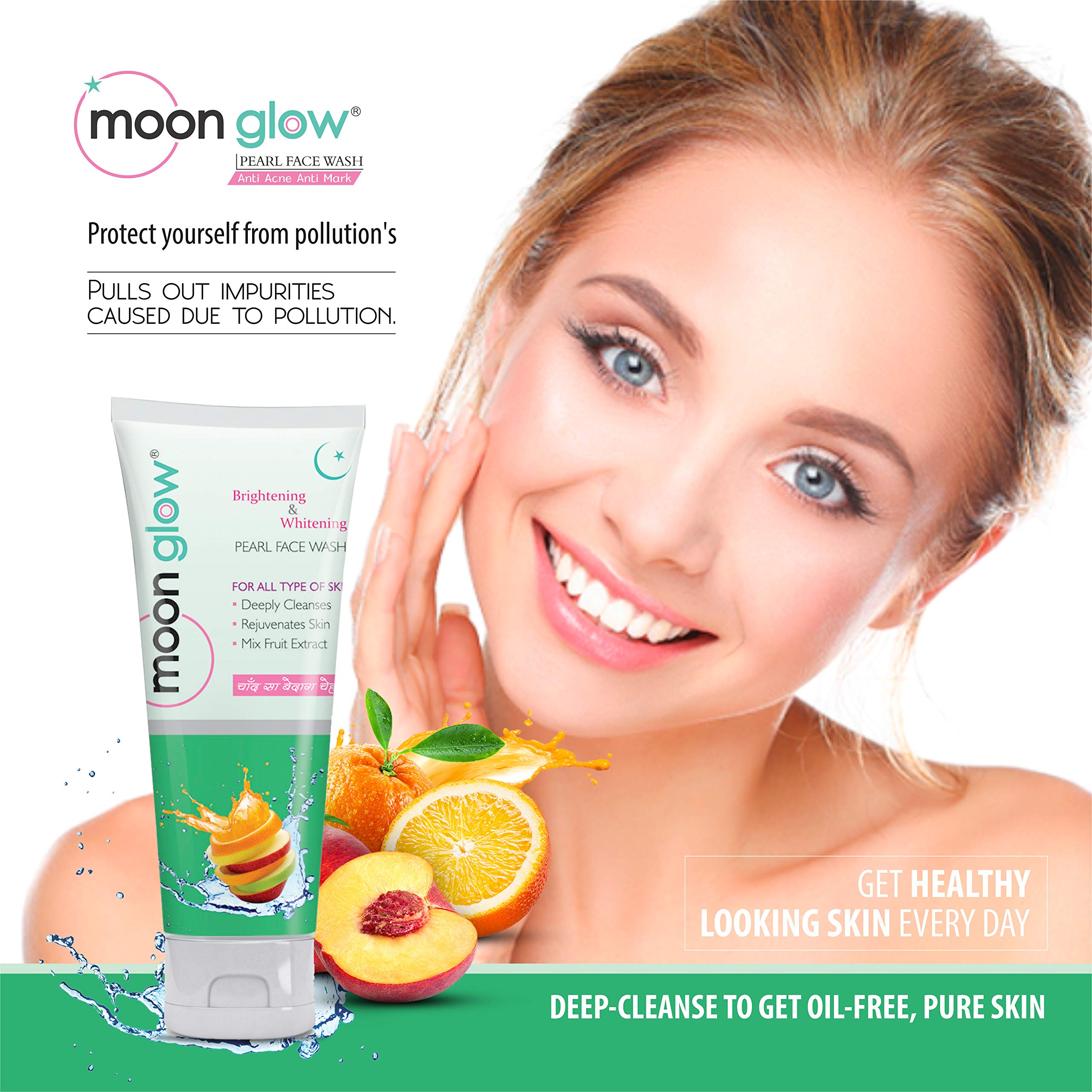 Moon Glow Pearl Face Wash for Acne & Anti-Aging - Reduces Stretch Marks, Dark Circles & Blemishes - Brightening Facial Cleanser (3 x 60g) - Perfect for Daily Skincare Routine & Nighttime Regimen