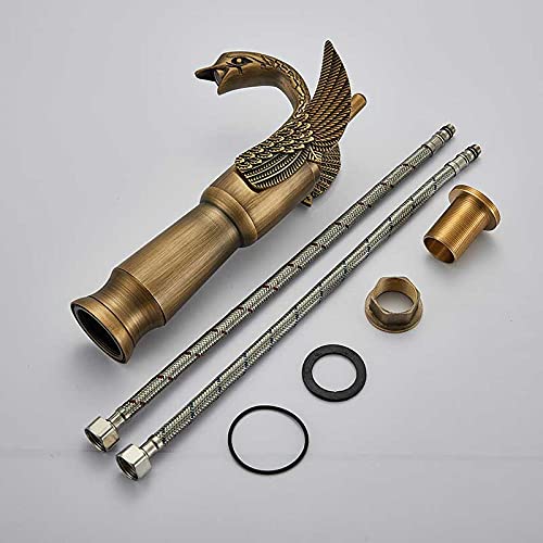 Antique Bronze Single Handle Swan Spout Bathroom Vessel Sink Faucet - Perfect for Modern Vanities & Luxury Powder Rooms