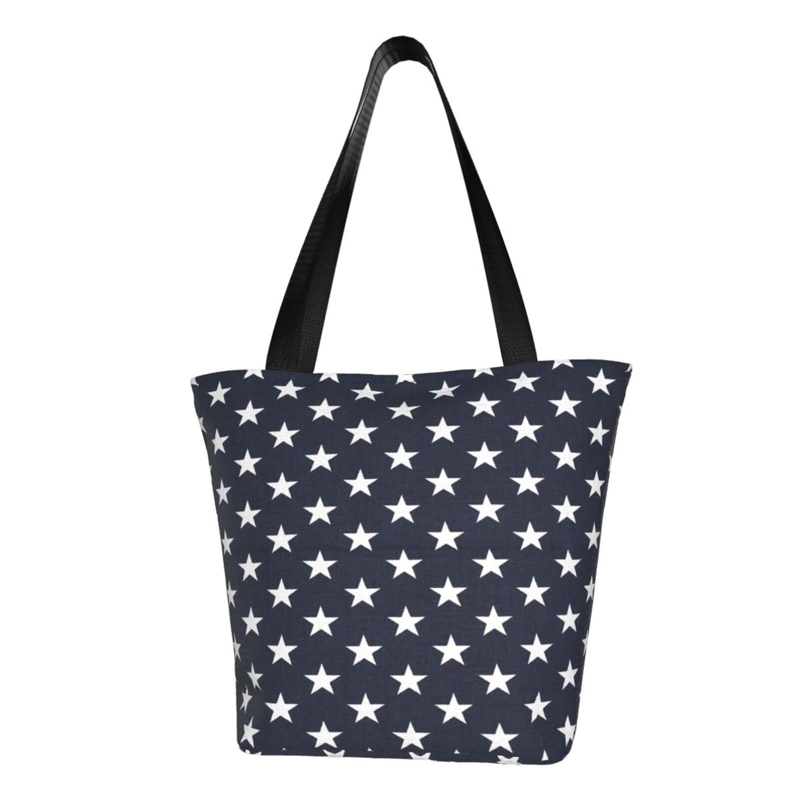 Stylish Navy Blue & White Tote Bag for Women - Reusable Grocery Shopping Shoulder Bag - Perfect Gift for Girls & Women - Ideal for Grocery Shopping, Beach Trips, Work & Daily Use