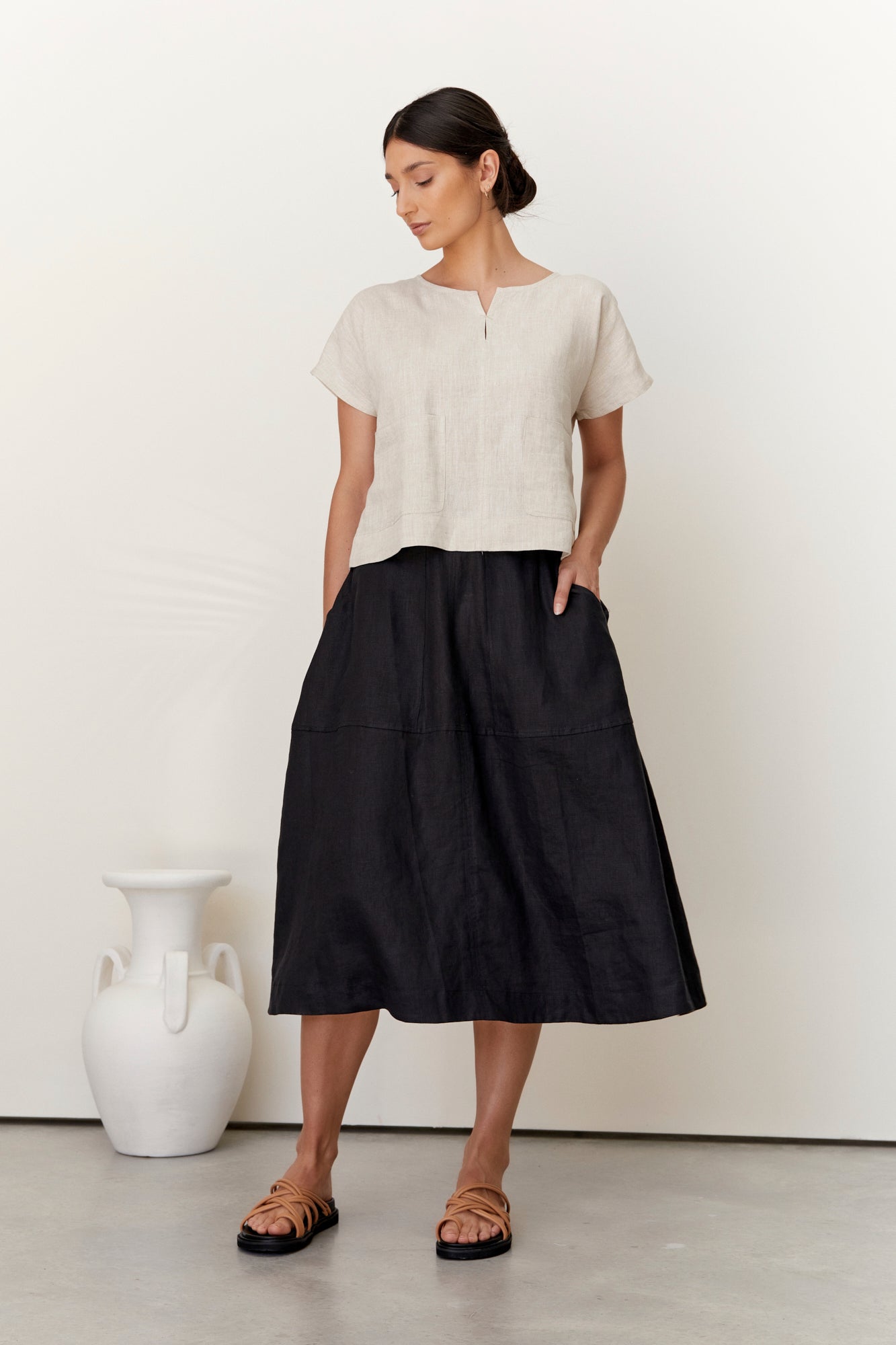 Zoe Women's Linen Blouse - Breathable Natural Fabric Summer Tops for Casual Wear & Beach Outfits