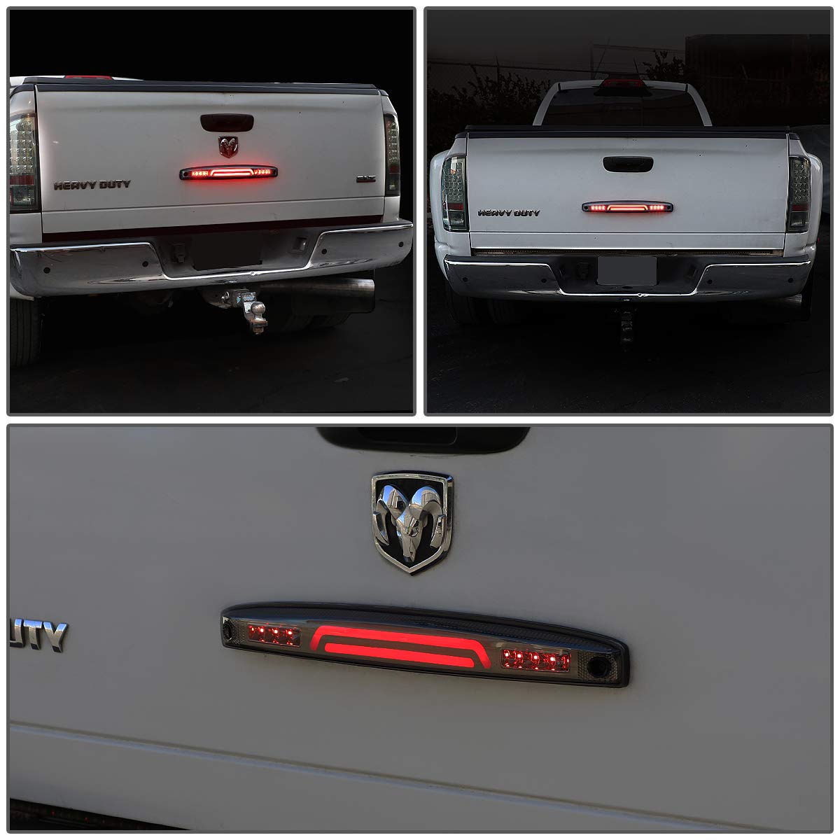DNA Motoring TGL-DRAM03 3D LED Tailgate Brake Light - Red Smoked Lens, Universal Fit for Trucks & SUVs, High Visibility Safety Lamp for Night Driving & Off-Road Adventures