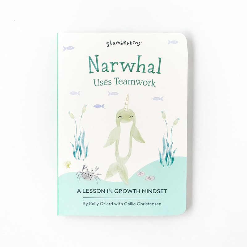 Slumberkins Narwhal Snuggler Plush & 2 Board Books Set for Kids | Growth Mindset, Problem Solving & Teamwork Learning Toys | Social Emotional Development Tools for Toddlers Ages 0+ | Perfect for Bedtime, Playtime & Early Education