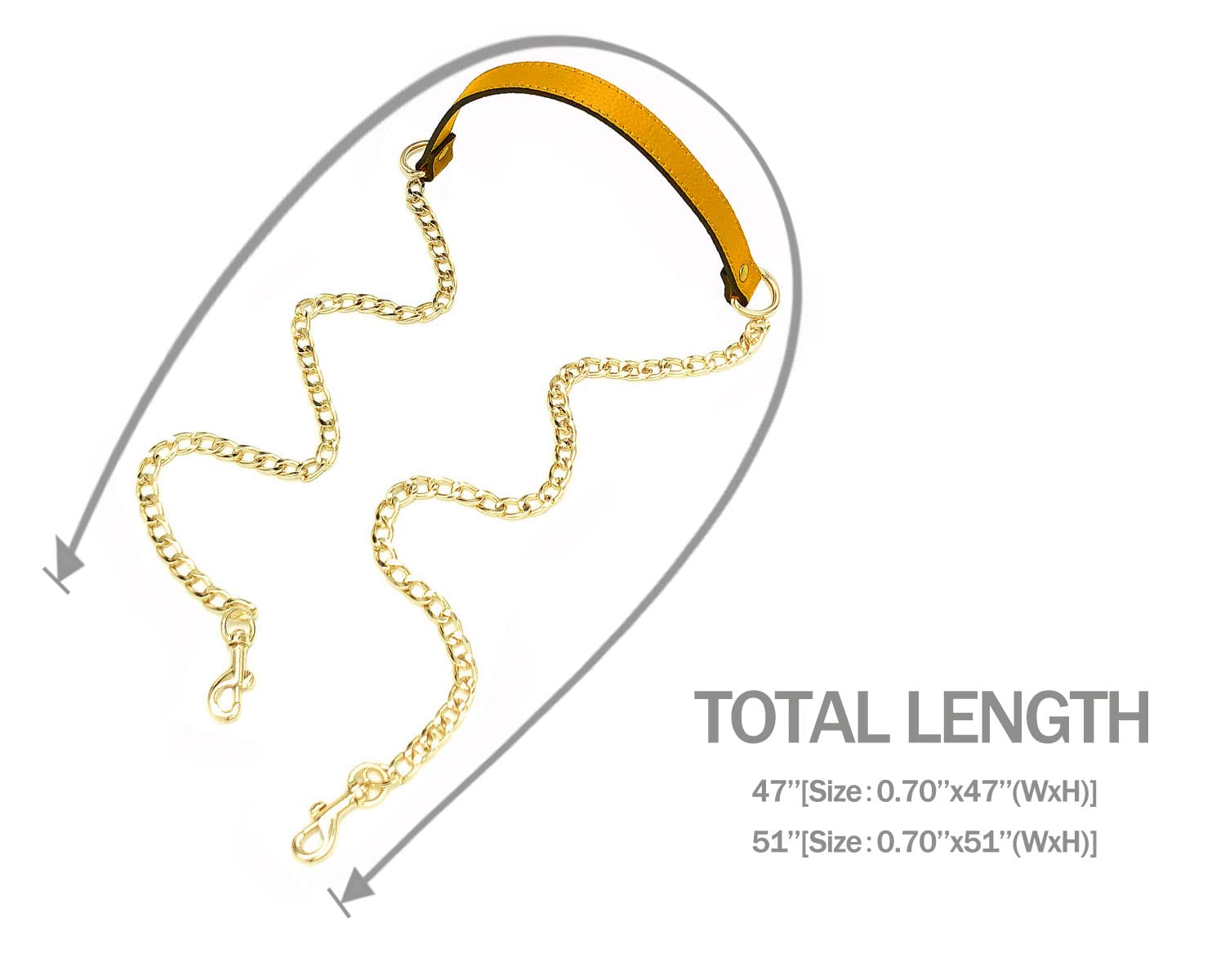 VanEnjoy 18MM Replacement Chain & Genuine Leather Shoulder Crossbody Strap for Handbags, Purses, Totes - Adjustable & Durable (Yellow) | Perfect for Everyday Use, Shopping, Travel & Fashion Accessories