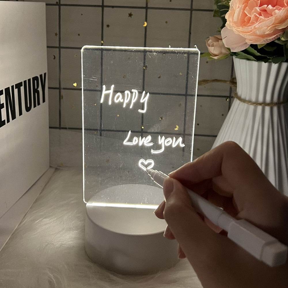 GlowWriter - Cute Kawaii LED Message Board Lamp for Bedroom, Desk & Nightstand - Customizable Light-Up Display for Notes, Quotes & Decor