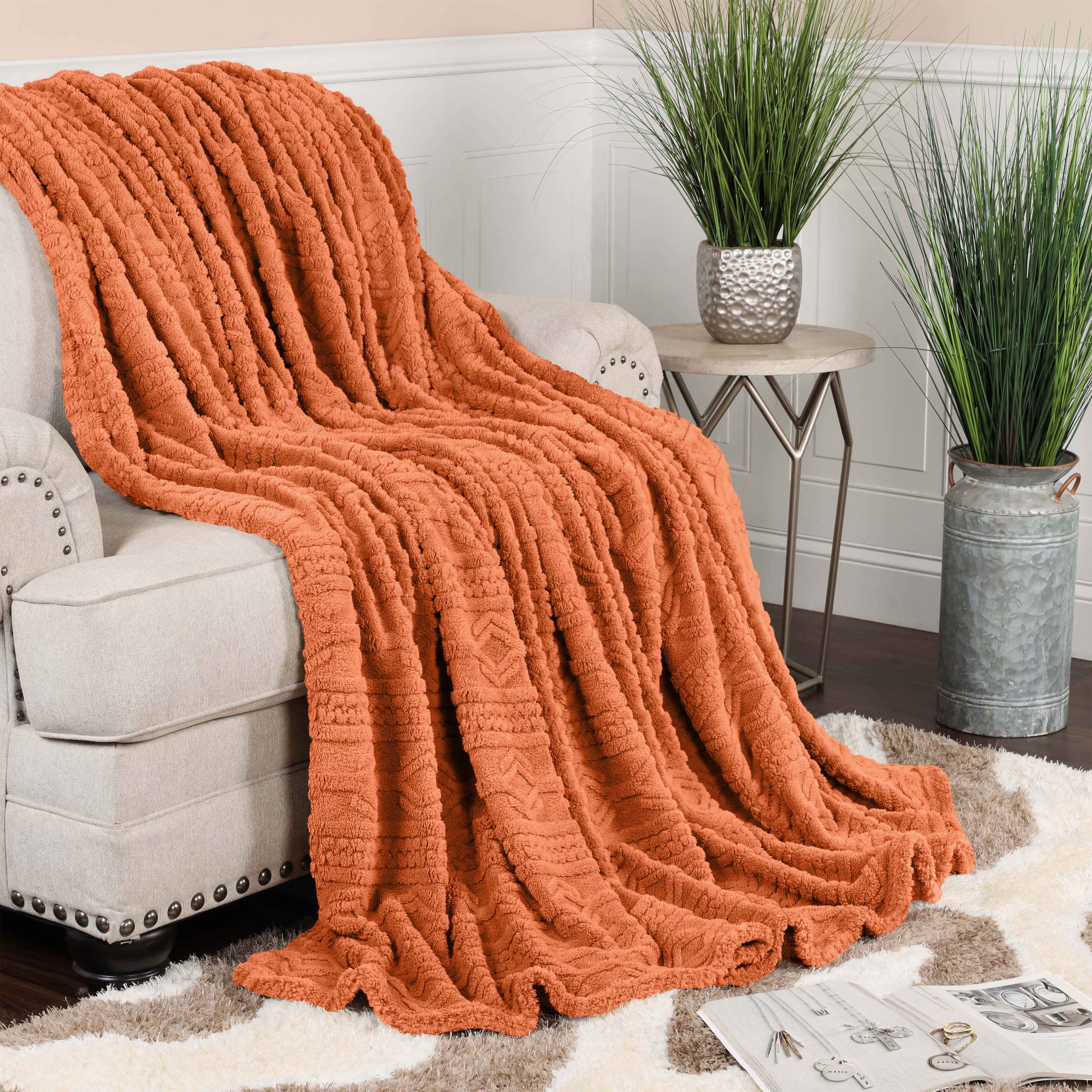 Arctic Boho Jacquard Plush Fleece Blanket - Ultra Soft & Warm Winter Throw for Couch, Bed, Sofa - Perfect for Home Decor, Cozy Nights & Gift Giving