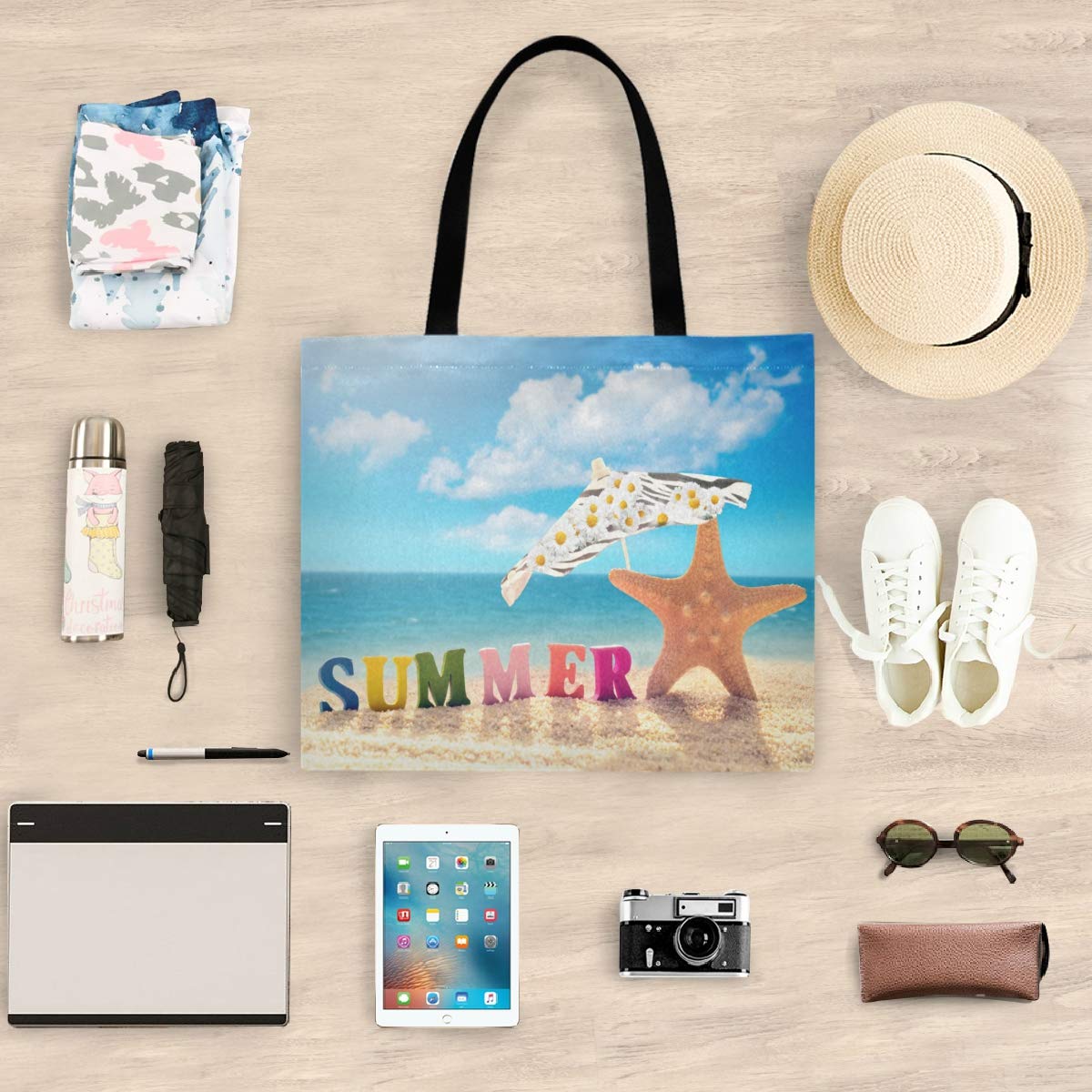 Visesunny Large Water Resistant Floral Tote Bag with Inner Pocket - Stylish Shoulder Bag for Women, Perfect for Beach, Gym, Travel & Daily Use