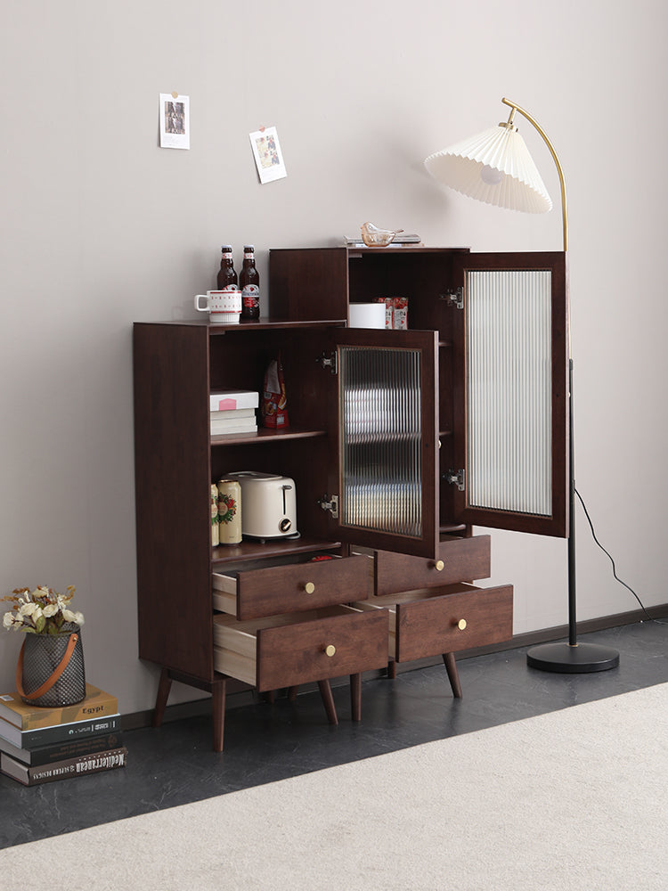 ELLEN SWEDEN Scandinavian Glass Display Bookcase - Solid Hardwood Bookshelf for Living Room, Office & Library - Modern Book Storage & Home Decor
