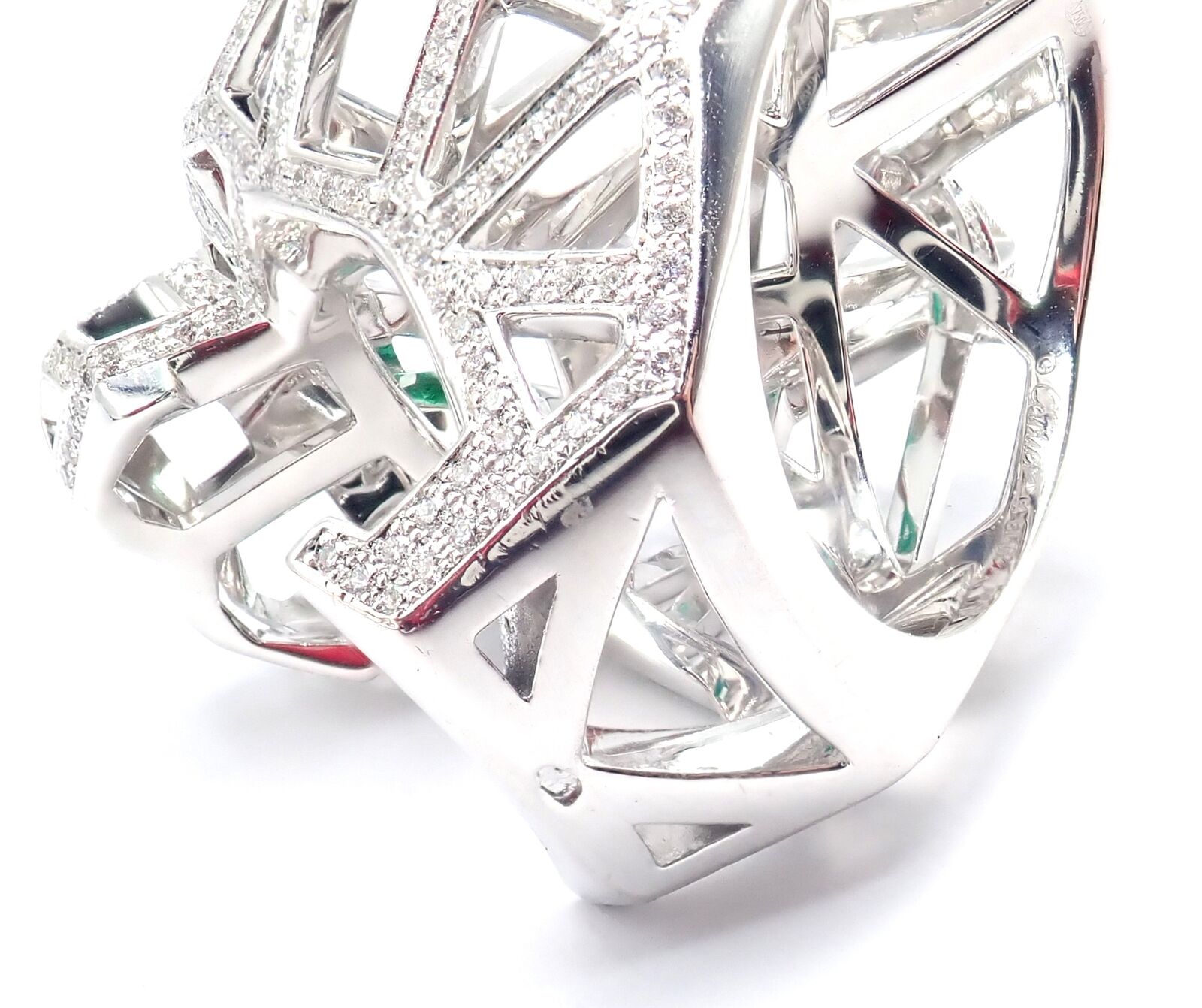 Cartier Panther Panthere 18k White Gold Emerald & Diamond Ring Size 54 - Luxury Jewelry for Women, Elegant Gift for Anniversary & Special Occasions