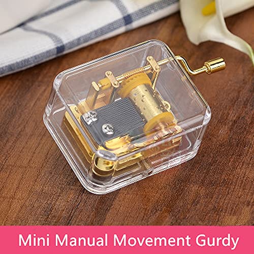 Mini Hand Crank Music Box - Acrylic & Metal DIY Mechanical Musical Box with Manual Movement (Green) | Perfect for Home Decor, Gift Giving & Relaxation