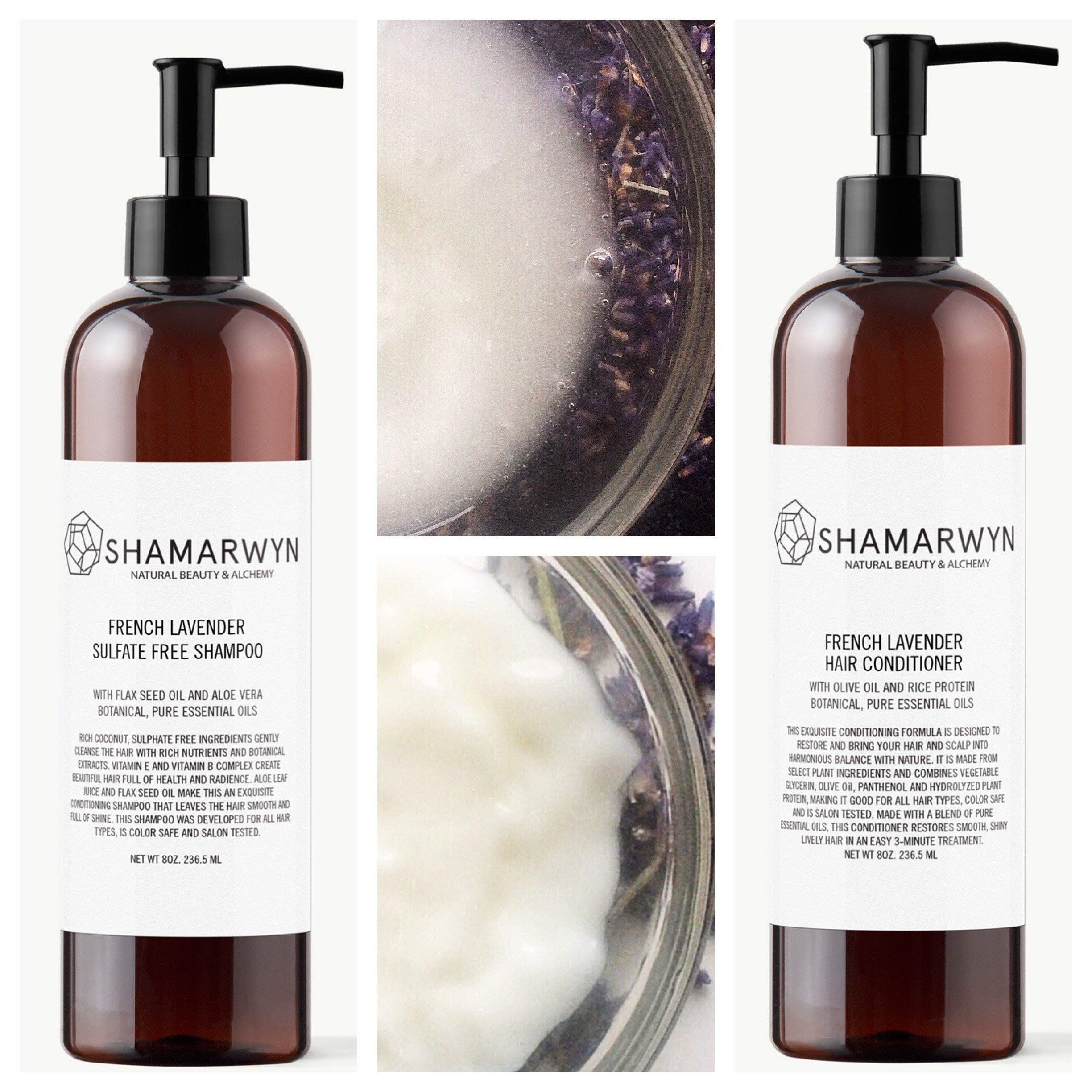 Organic French Lavender Shampoo & Conditioner Set - Sulfate Free, Natural Essential Oils, Color Safe Hair Care (8oz Each) - Perfect for Dry, Damaged Hair & Scalp Soothing
